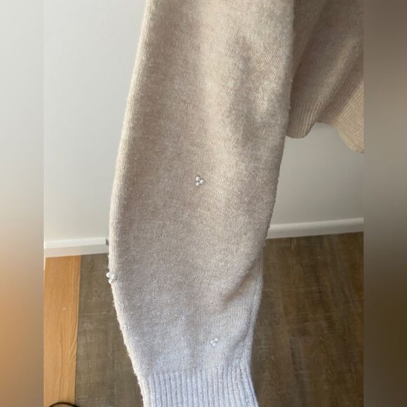 H&M Wool Pearl Studded Oversized Crewneck Sweater Women's Small Preppy Holiday - Picture 7 of 12